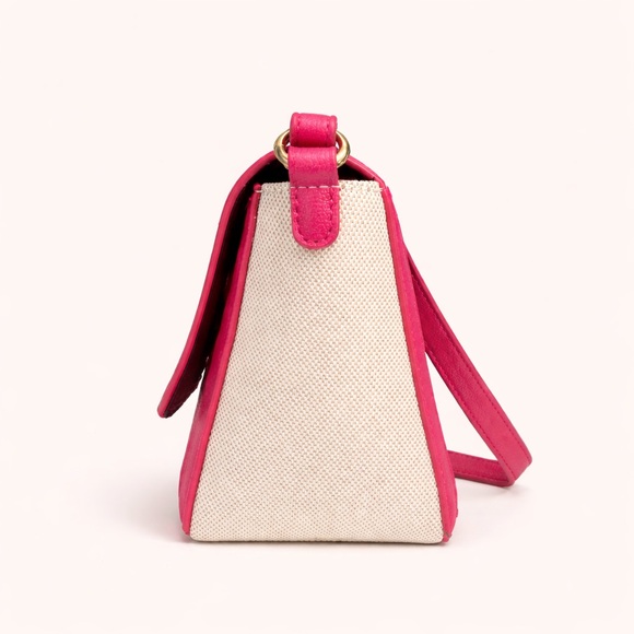 Tommy Hilfiger NWT Pink Trim Canvas Crossbody Bag Logo Purse - Picture 3 of 8